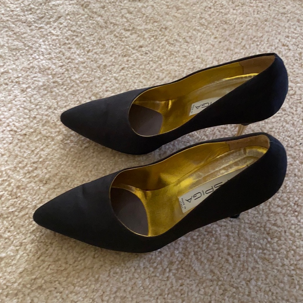 Via Spiga black satin pumps